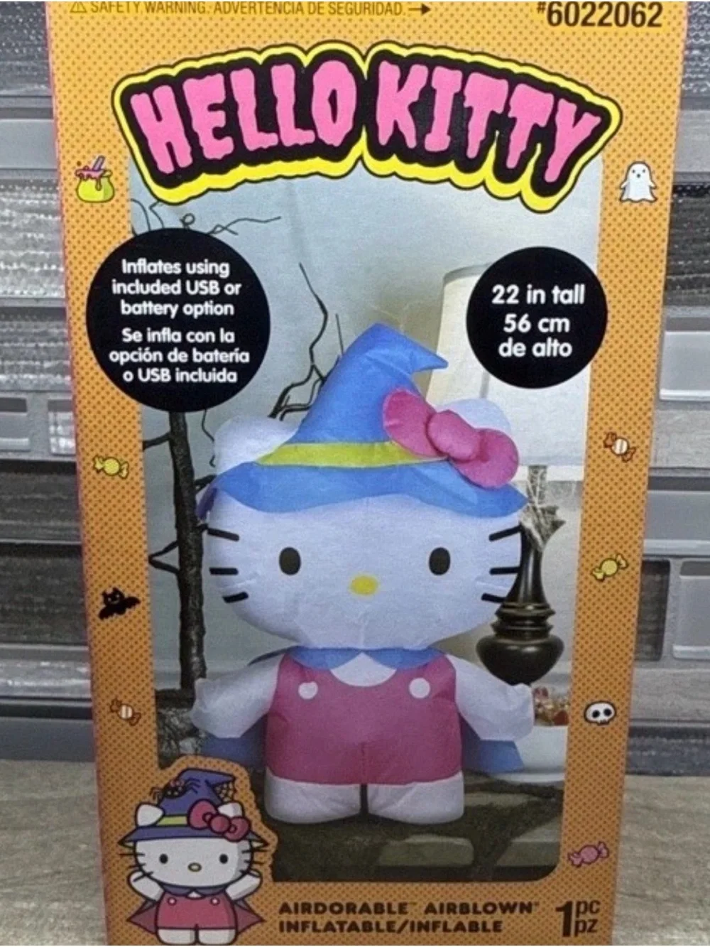 Sanrio Hello Kitty Inflatable Pink Witch Costume Indoor Halloween Decor 2ft NIB